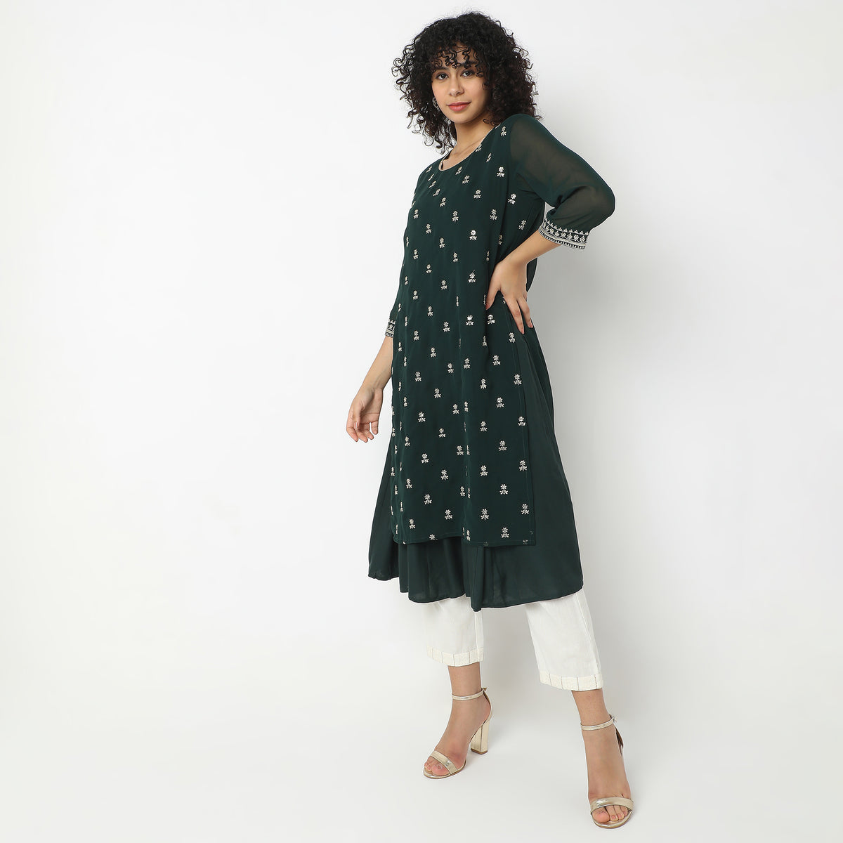 Flare Fit Embellished Kurta