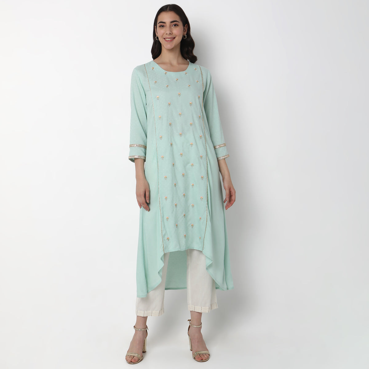 Flare Fit Embroidered Kurta