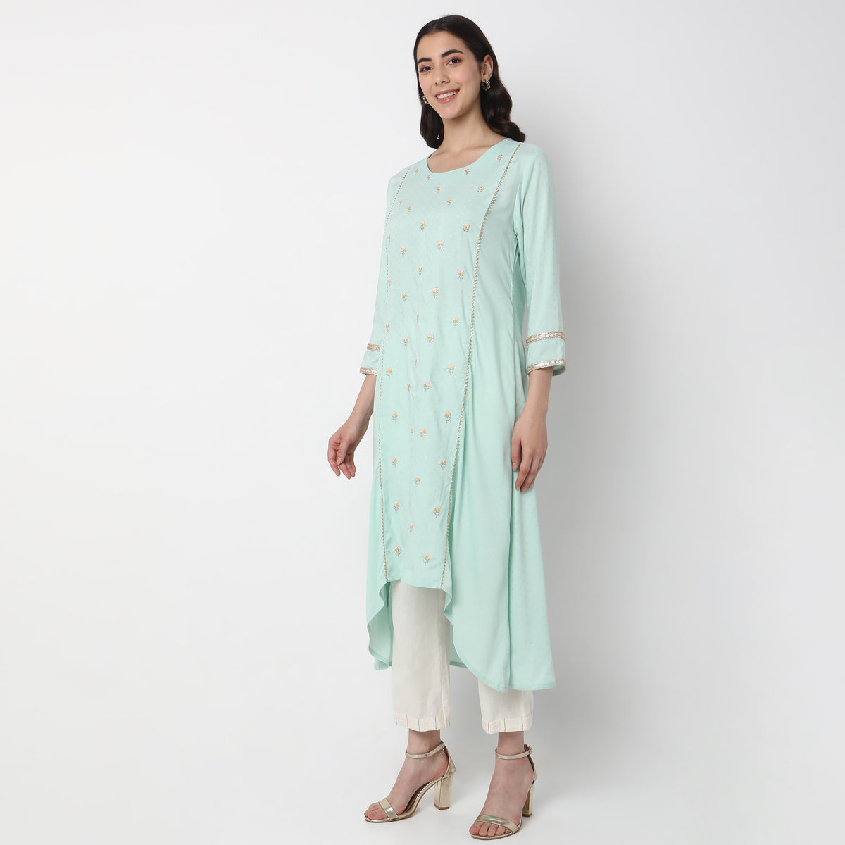 Flare Fit Embroidered Kurta