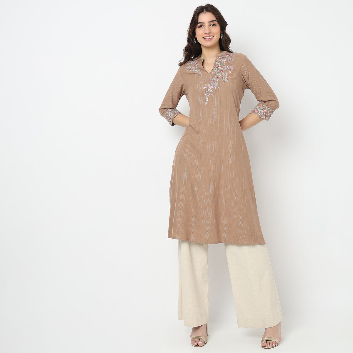 Flare Fit Embroidered Kurta