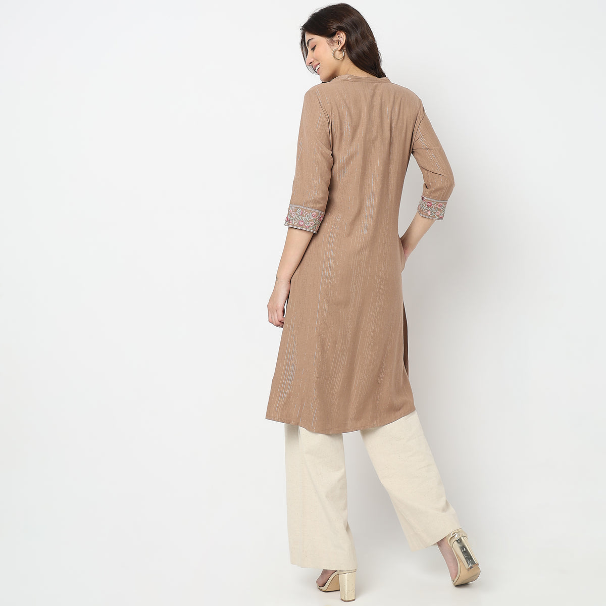 Flare Fit Embroidered Kurta