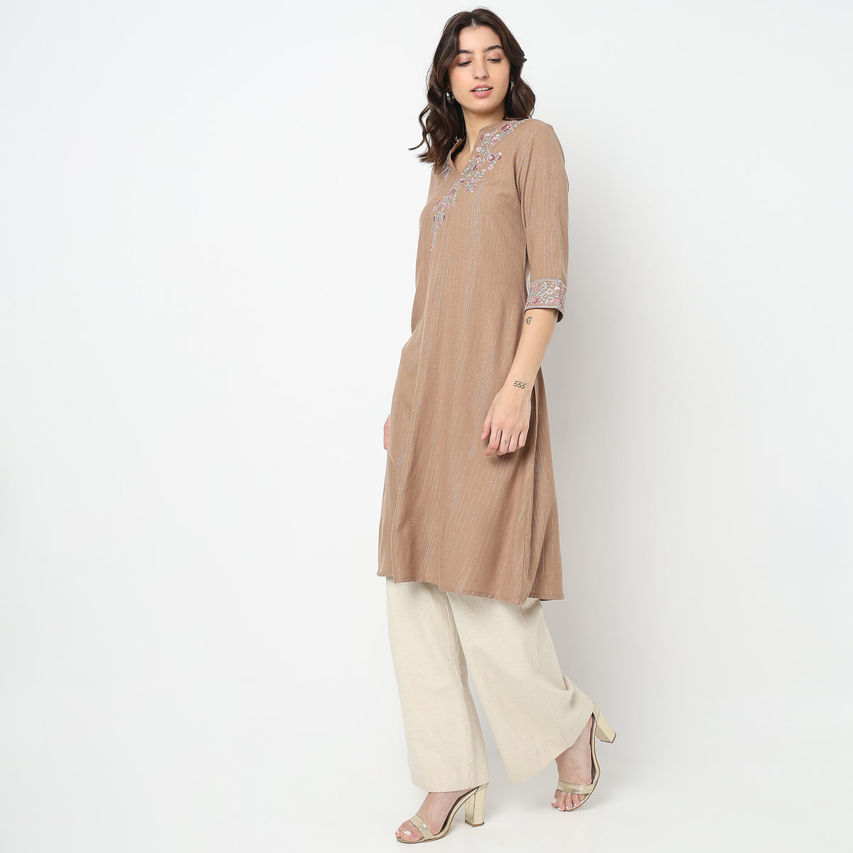 Flare Fit Embroidered Kurta