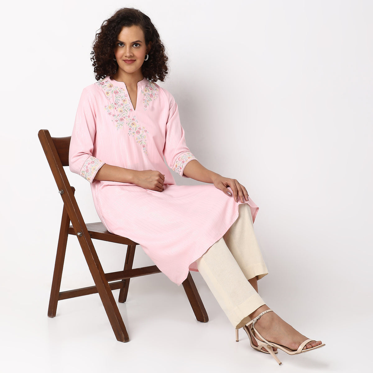 Flare Fit Embroidered Kurta