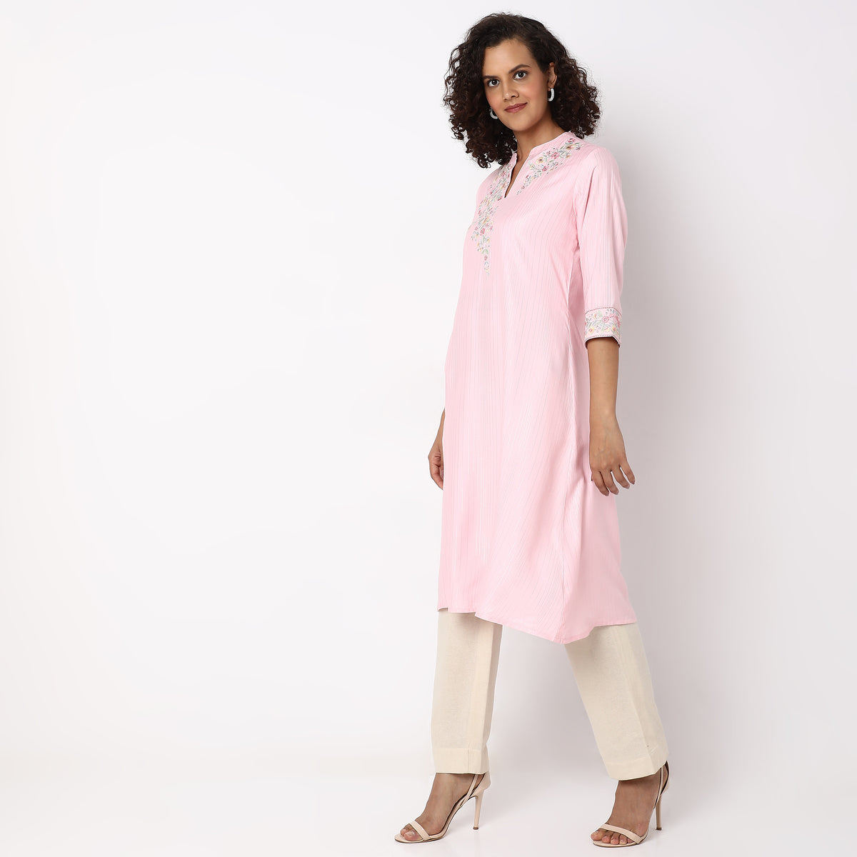 Flare Fit Embroidered Kurta