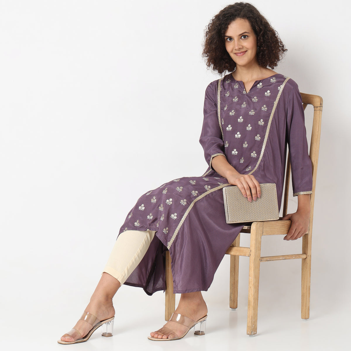 Flare Fit Embroidered Kurta