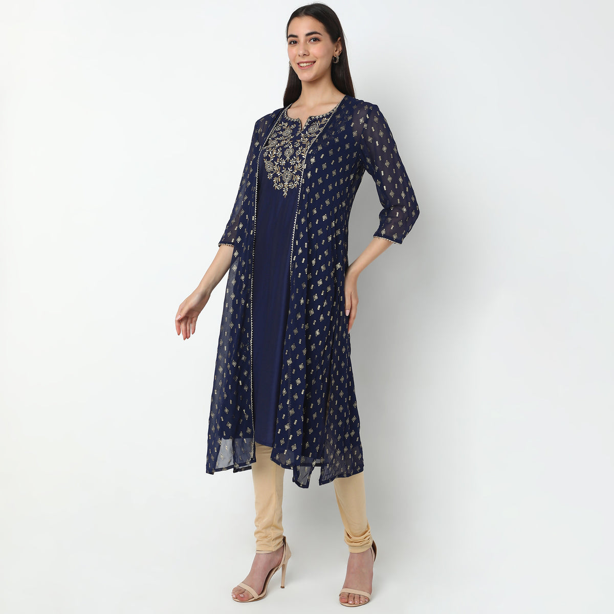 Flare Fit Embroidered Kurta