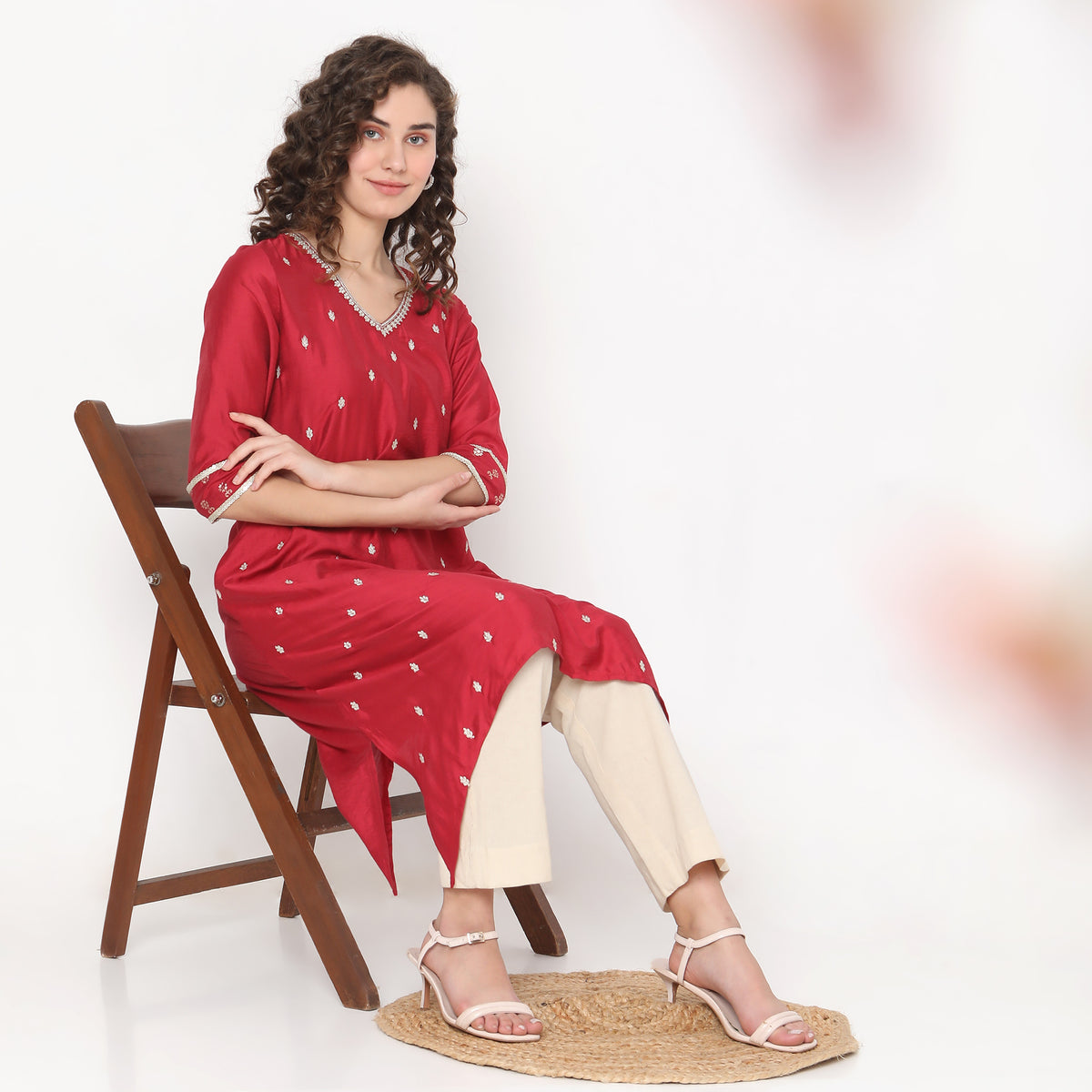 Flare Fit Embellished Kurta