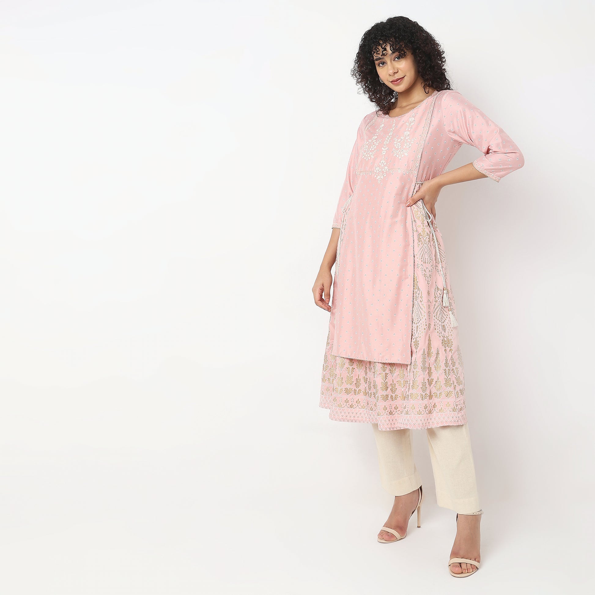 Flare Fit Embroidered Kurta