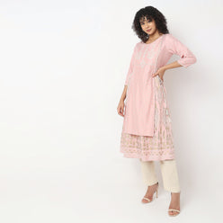 Flare Fit Embroidered Kurta
