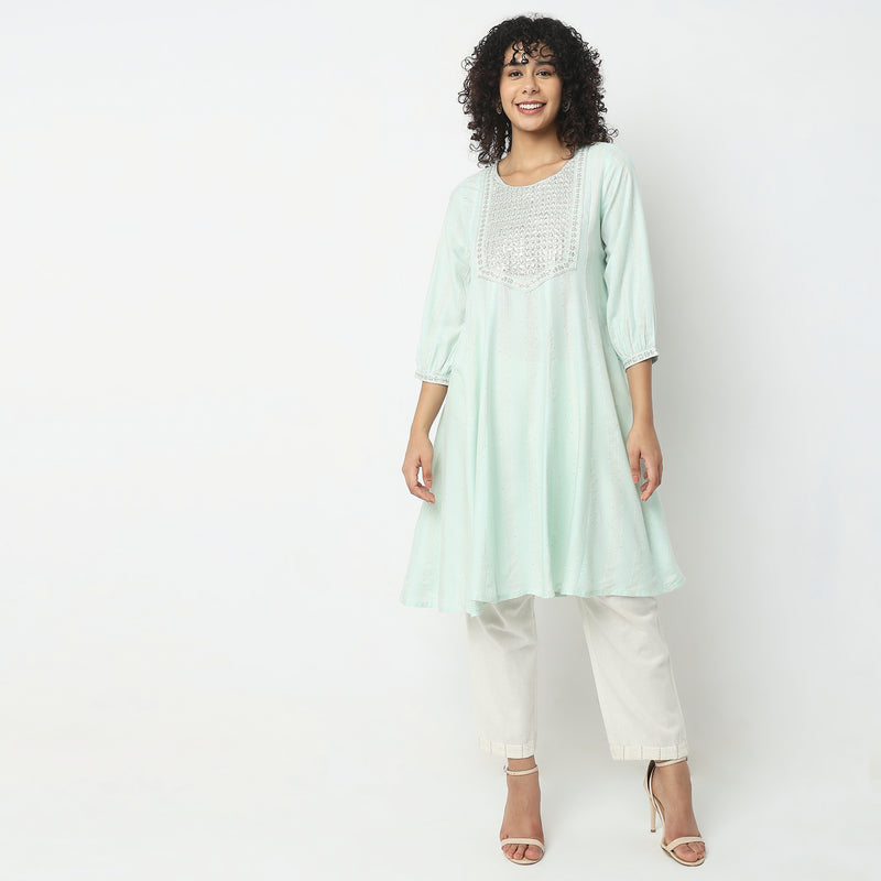 Flare Fit Embellished Kurta