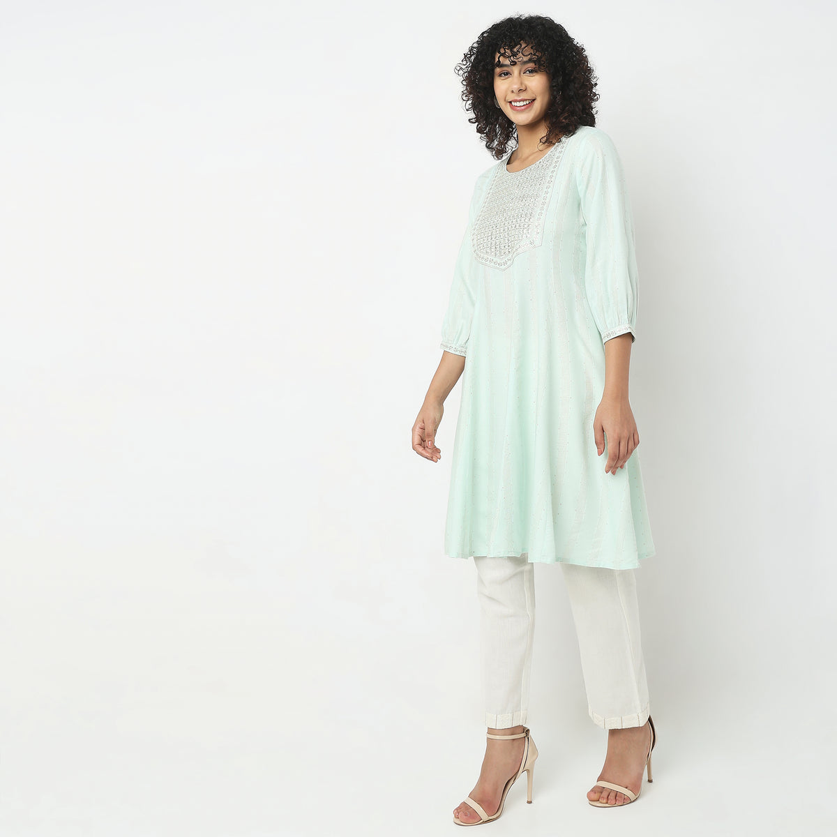 Flare Fit Embellished Kurta