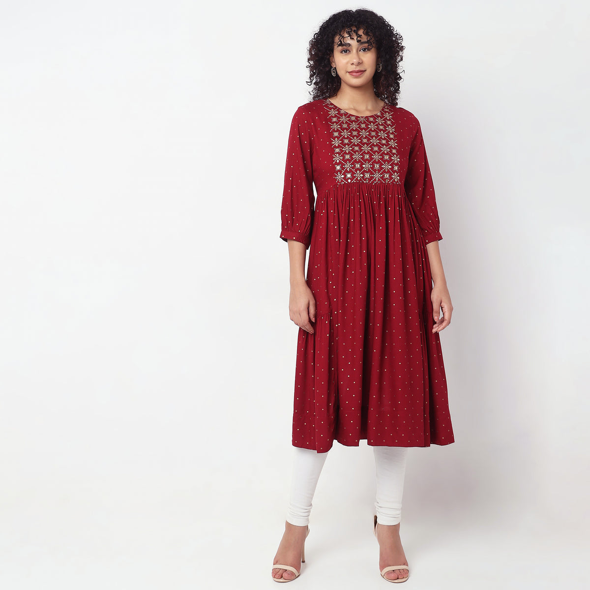 Flare Fit Embellished Kurta