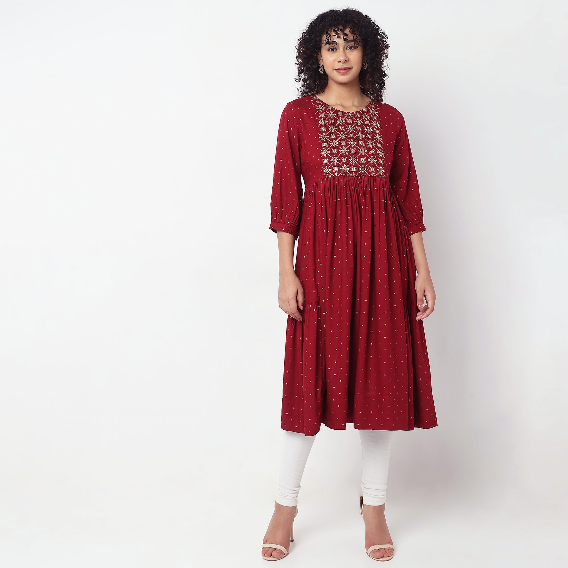 Flare Fit Embellished Kurta