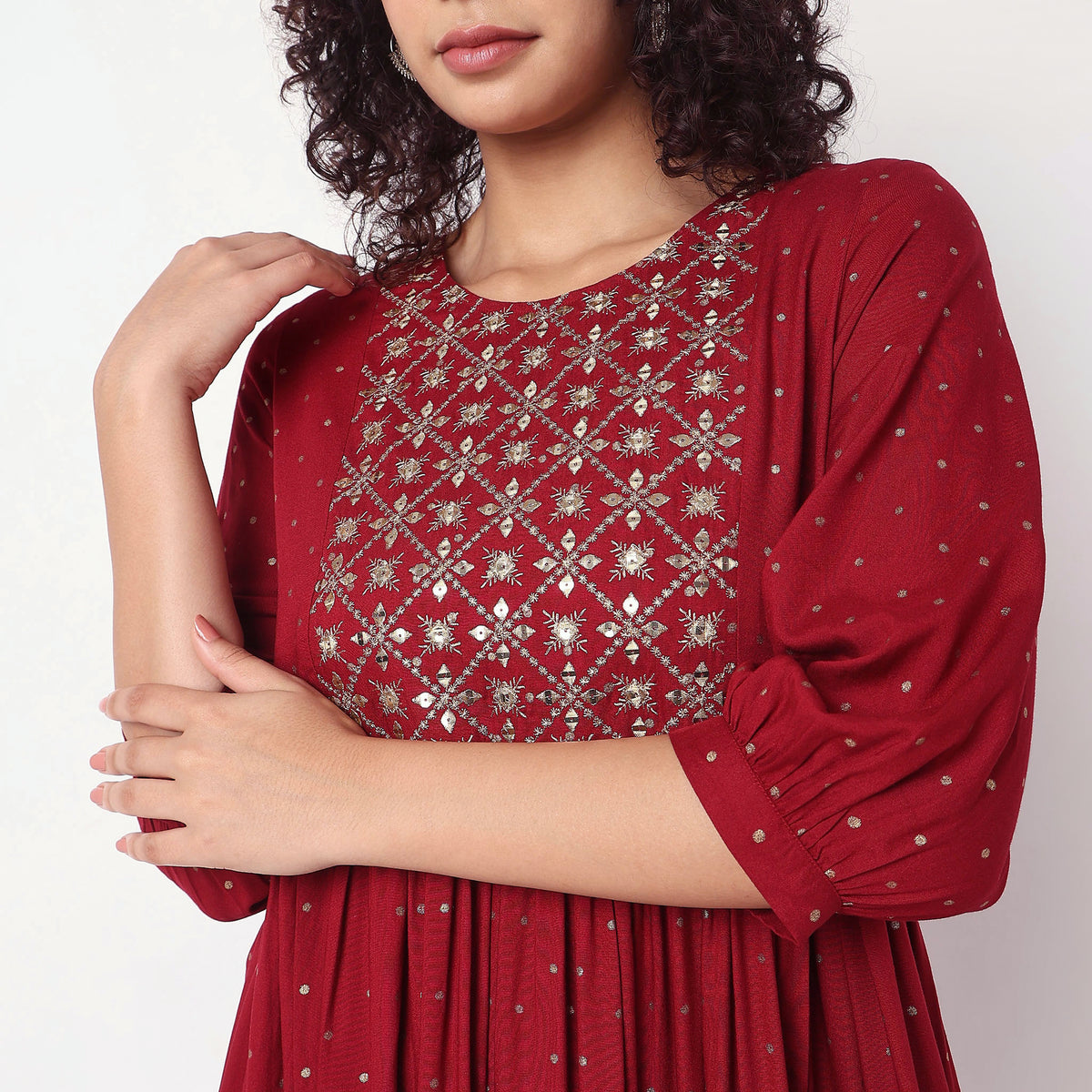 Flare Fit Embellished Kurta