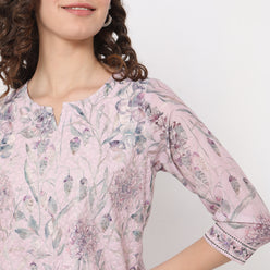 Straight Fit Floral Kurta