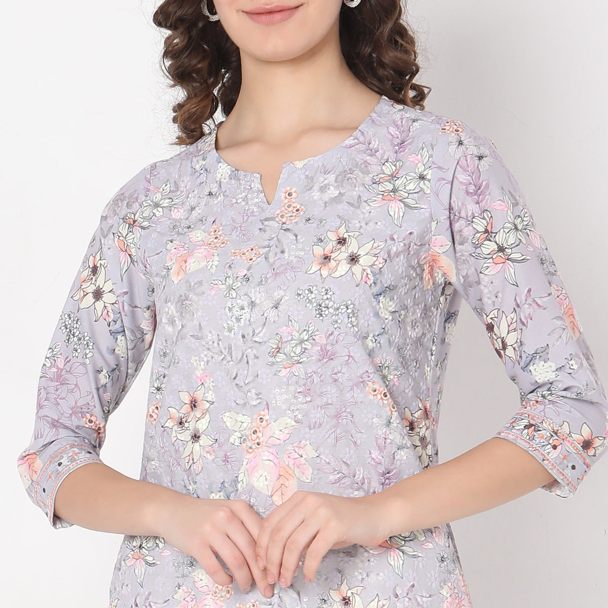 Straight Fit Floral Kurta