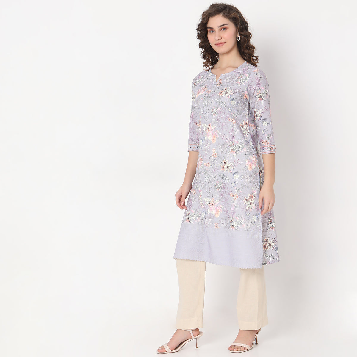 Straight Fit Floral Kurta