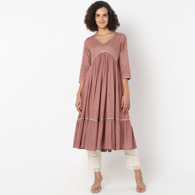 Flare Fit Embellished Kurta