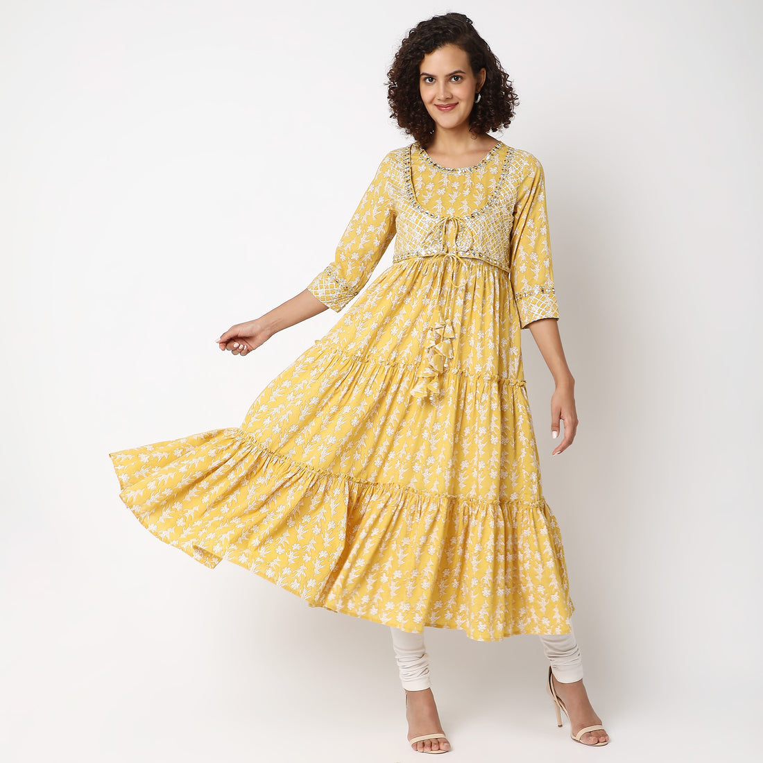 Flare Fit Embroidered Kurta