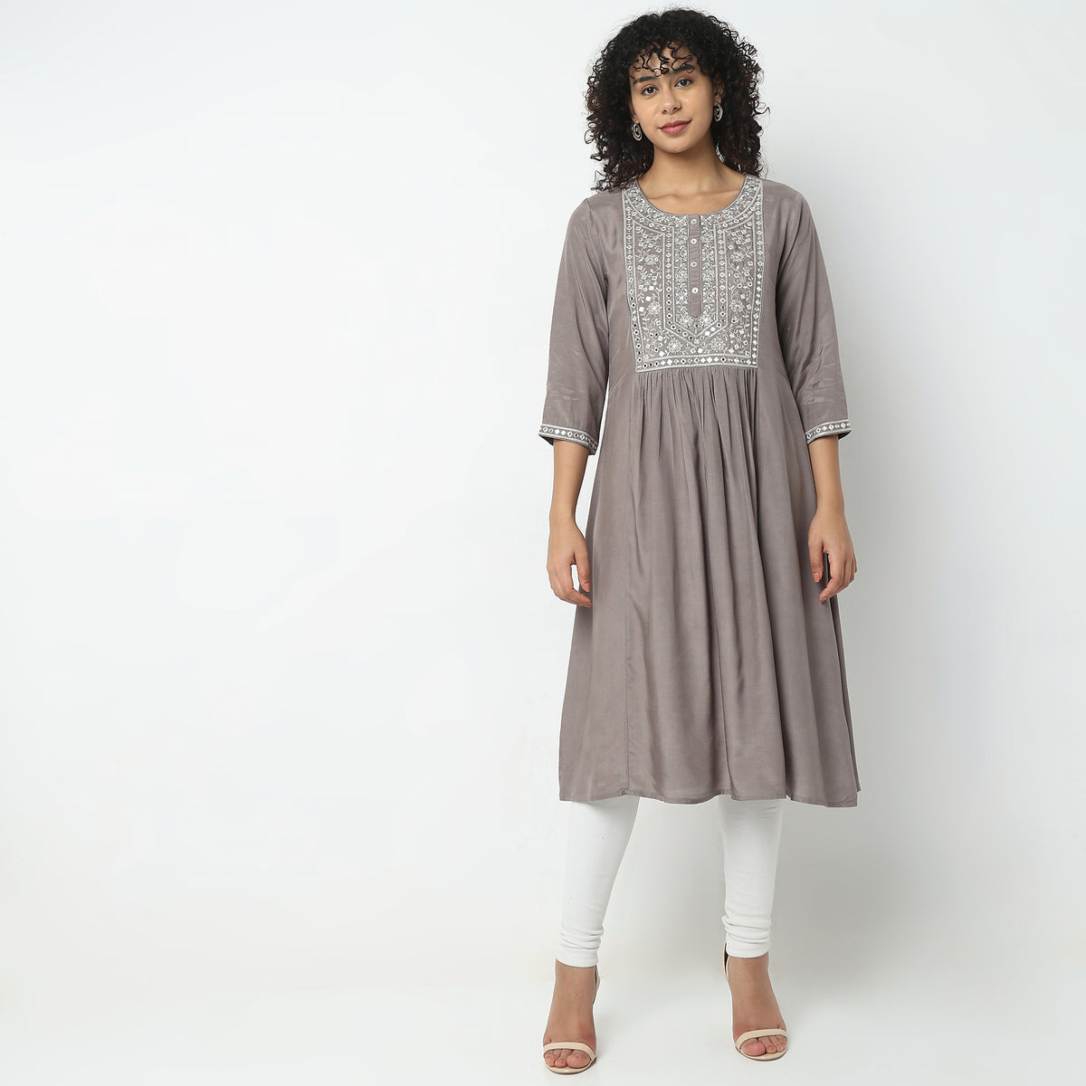 Flare Fit Embellished Kurta