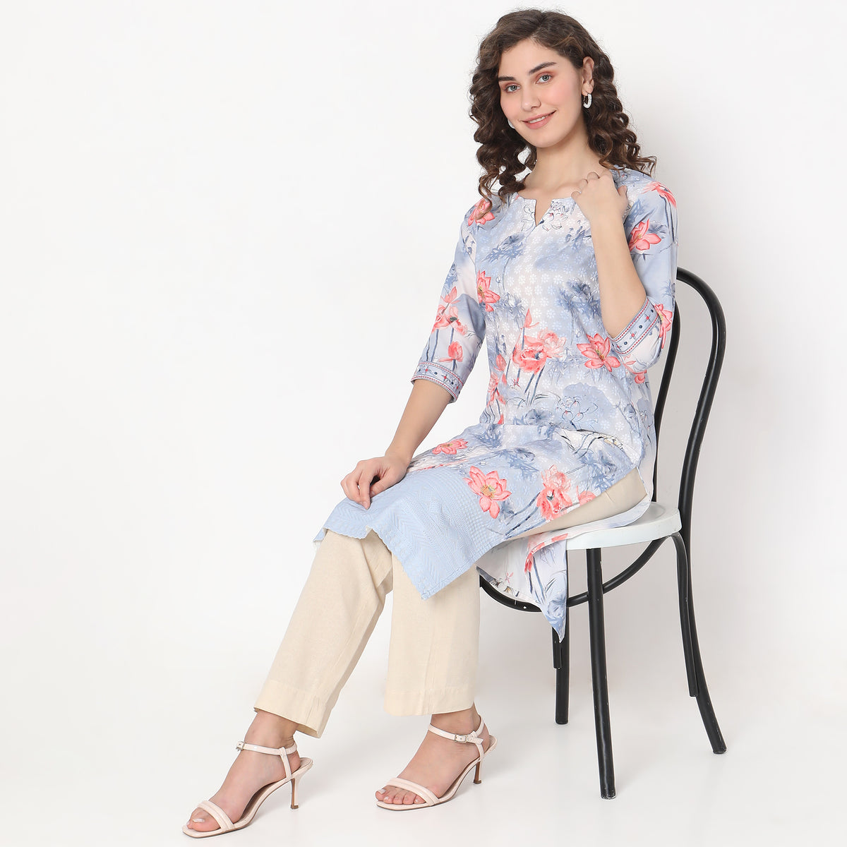 Straight Fit Floral Kurta