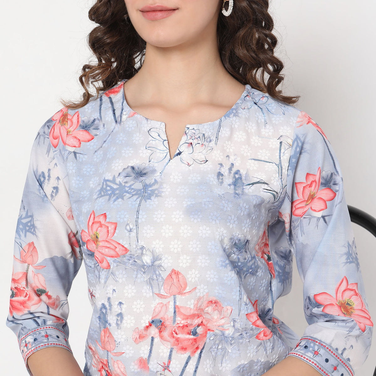 Straight Fit Floral Kurta