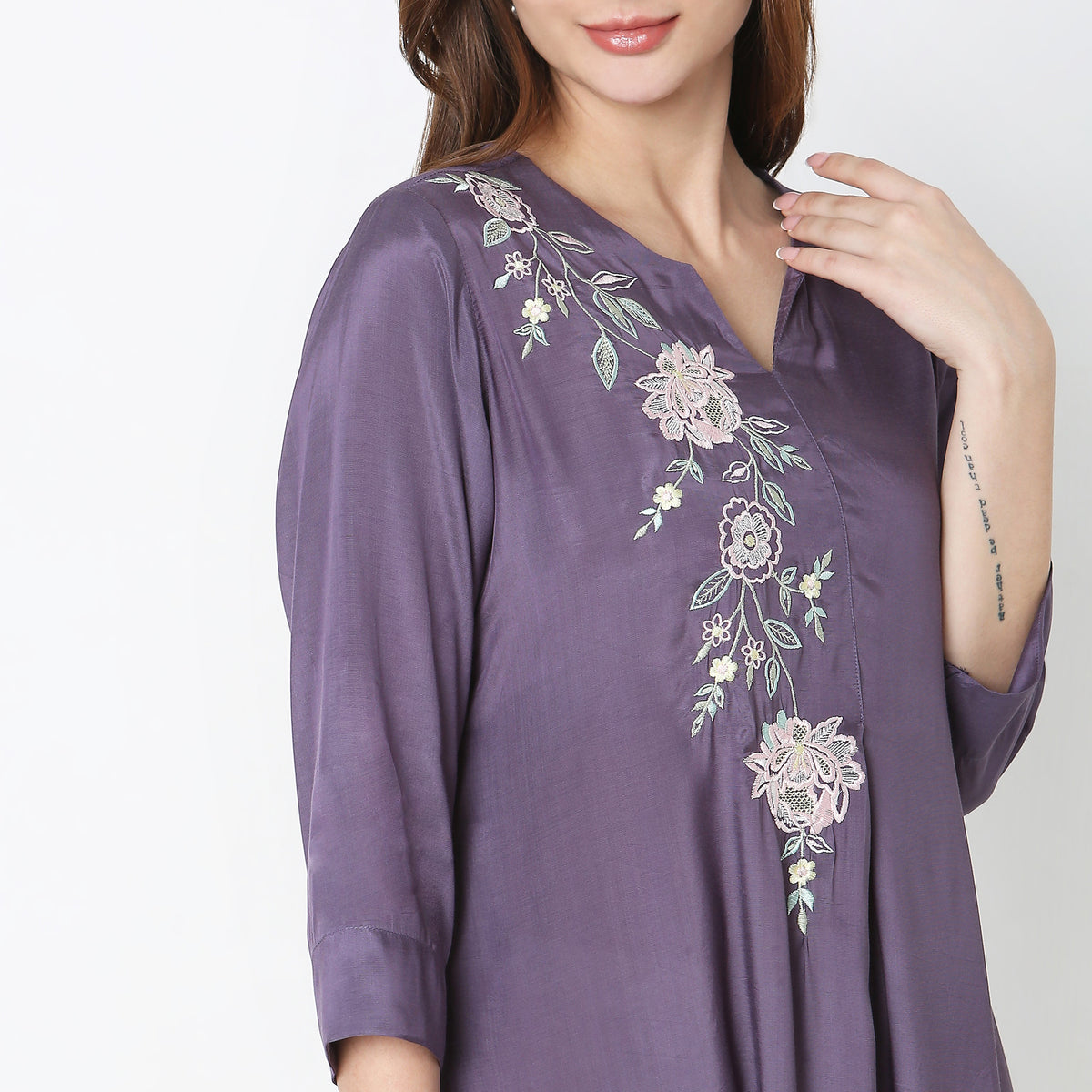 Flare Fit Embroidered Kurta