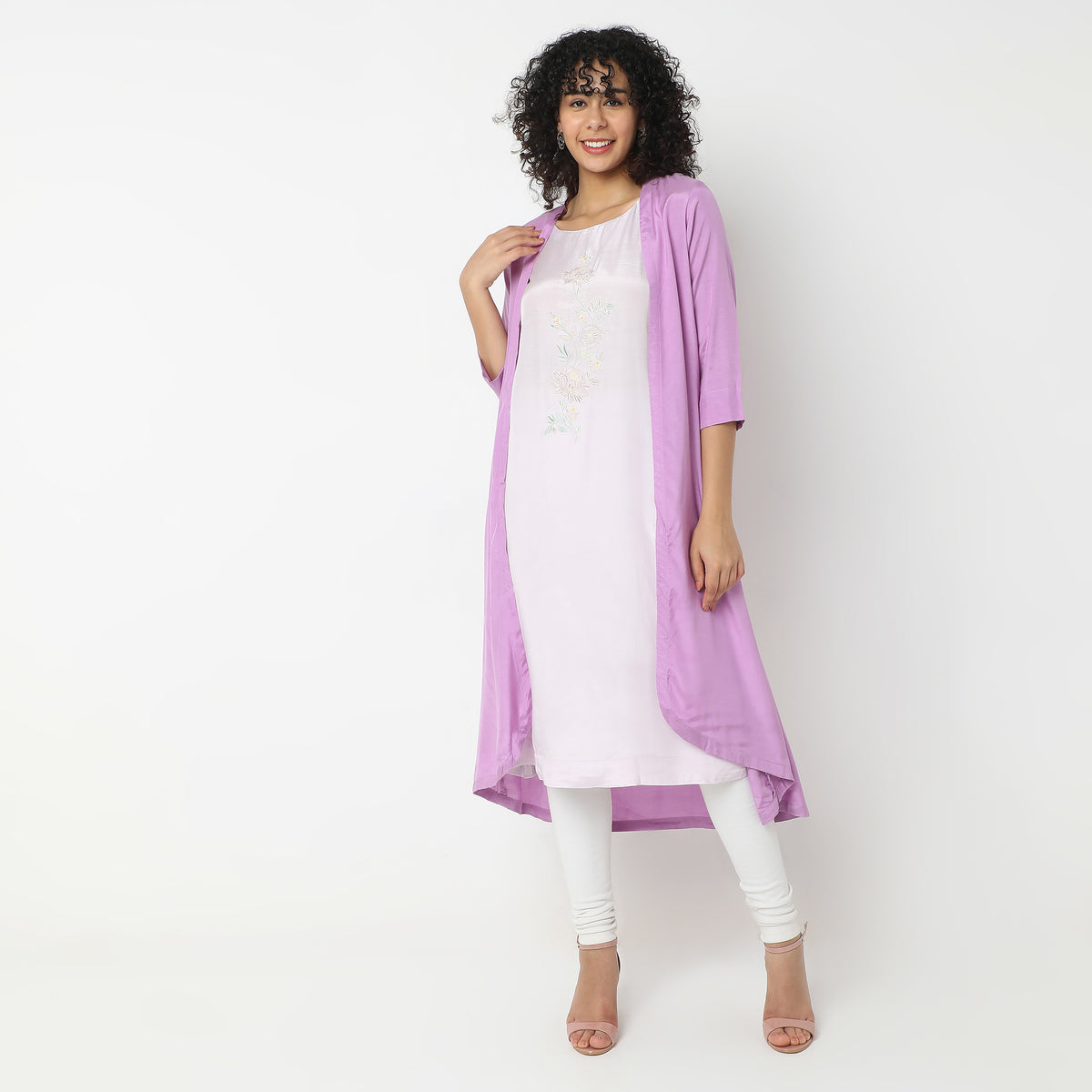 Flare Fit Embroidered Kurta