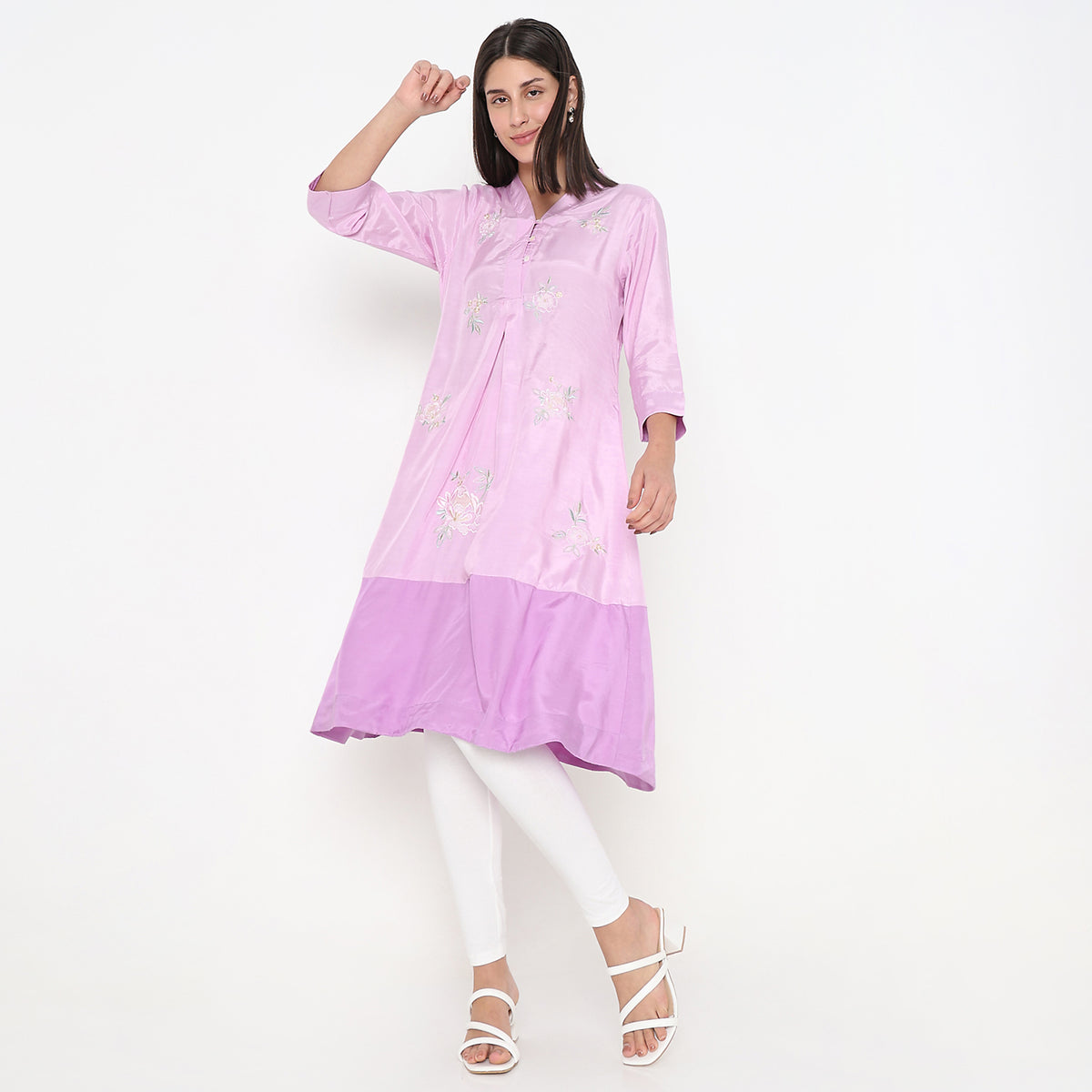 Flare Fit Embroidered Kurta