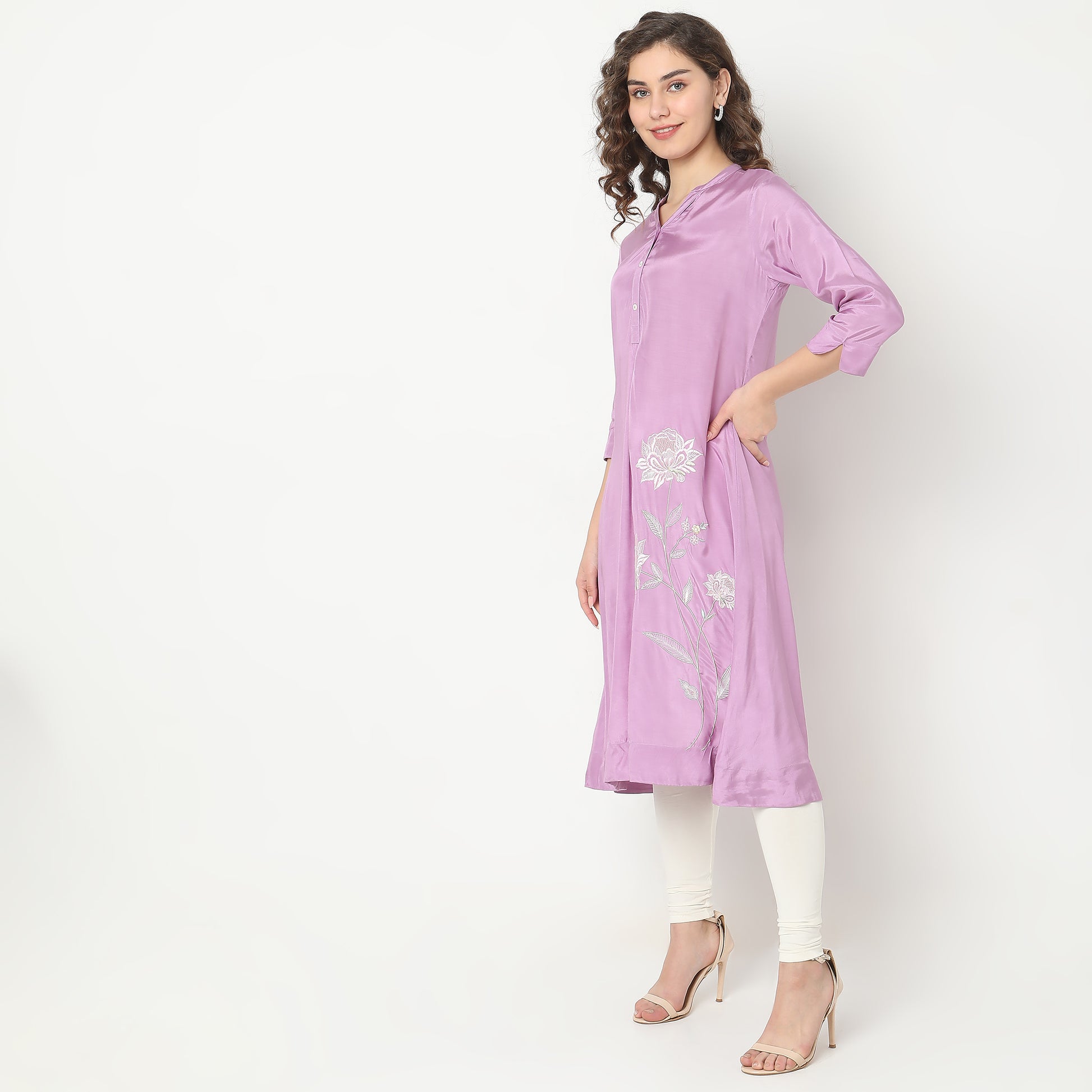 Flare Fit Embroidered Kurta