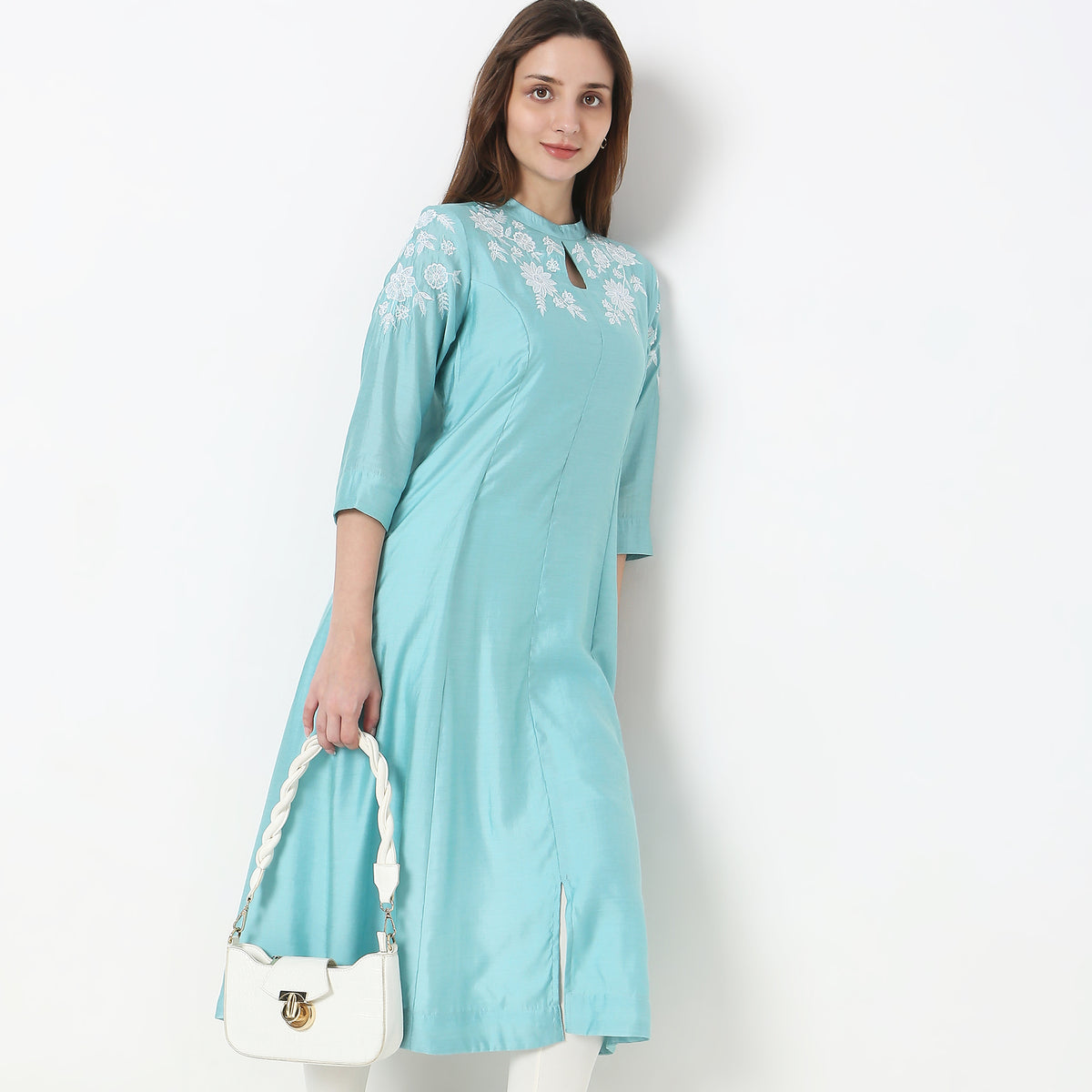 Flare Fit Embroidered Kurta