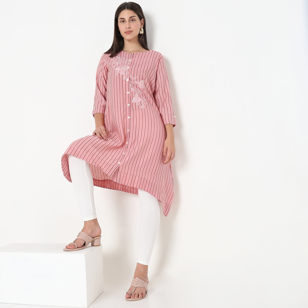 Flare Fit Embroidered Kurta