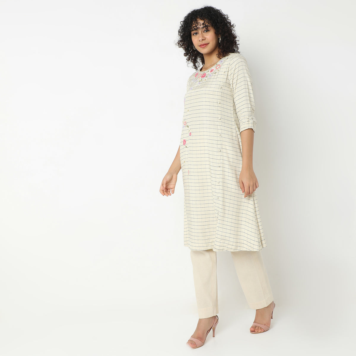 Flare Fit Embroidered Kurta