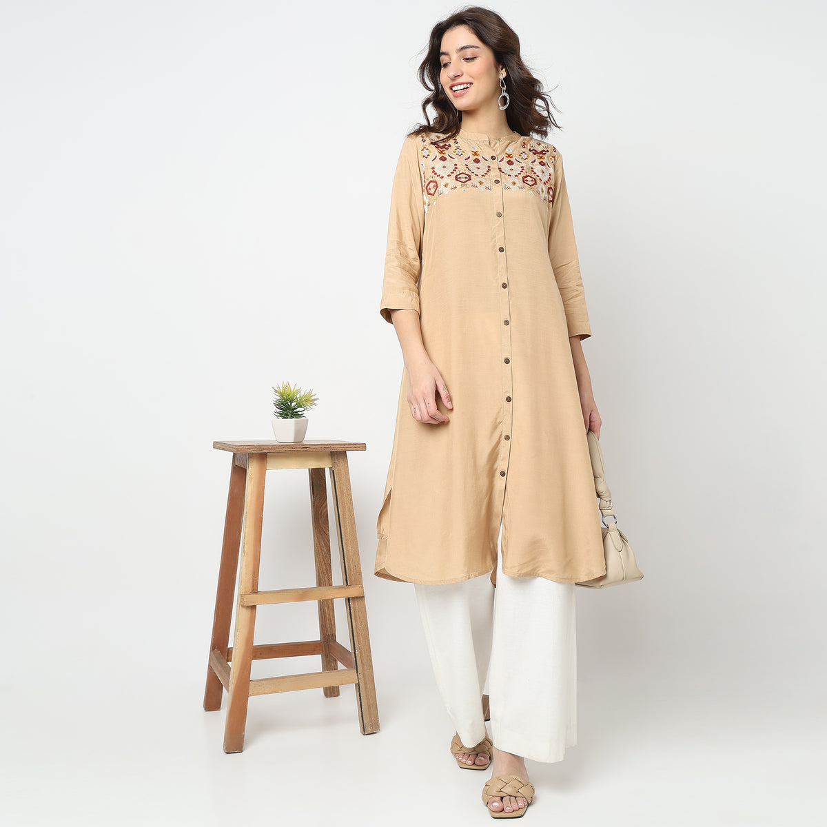 Flare Fit Embroidered Kurta