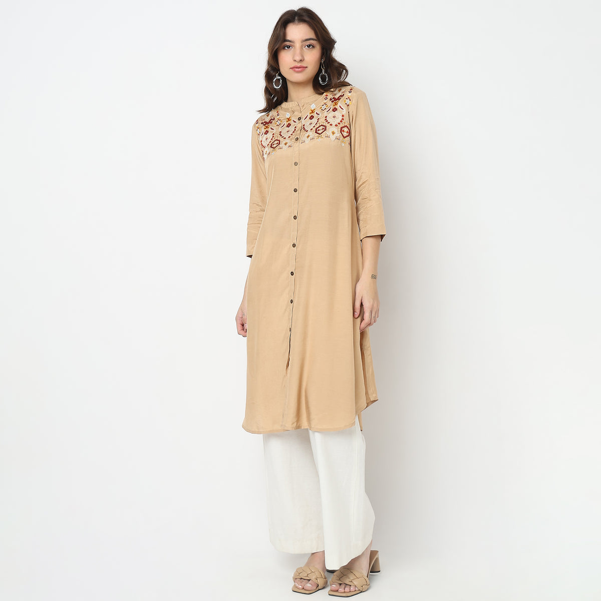 Flare Fit Embroidered Kurta