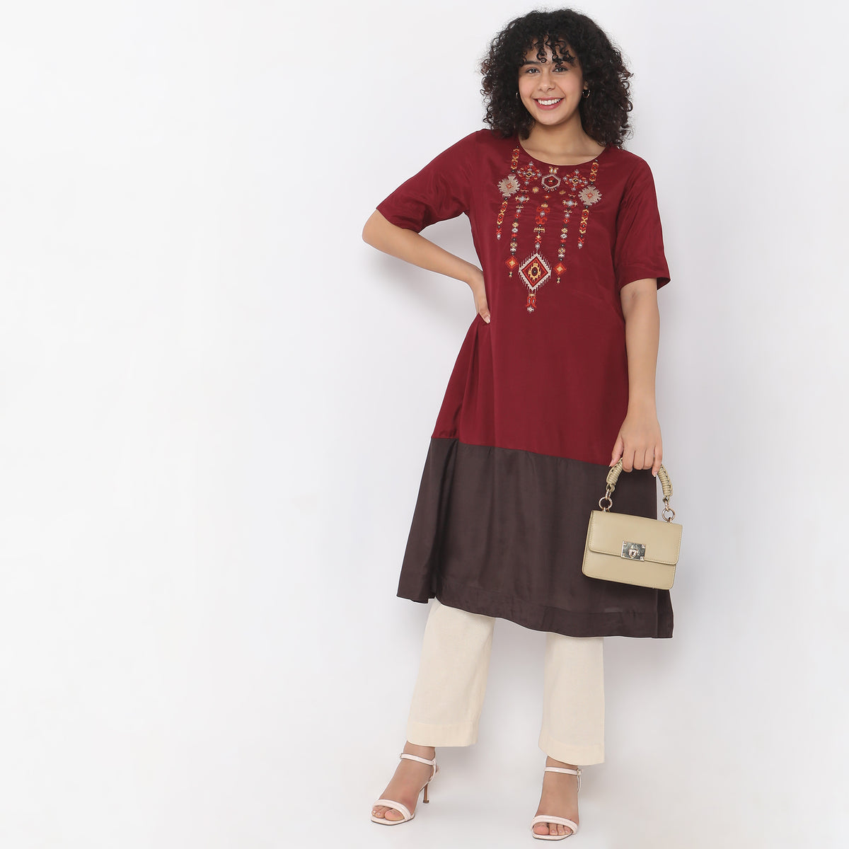 Flare Fit Embroidered Kurta