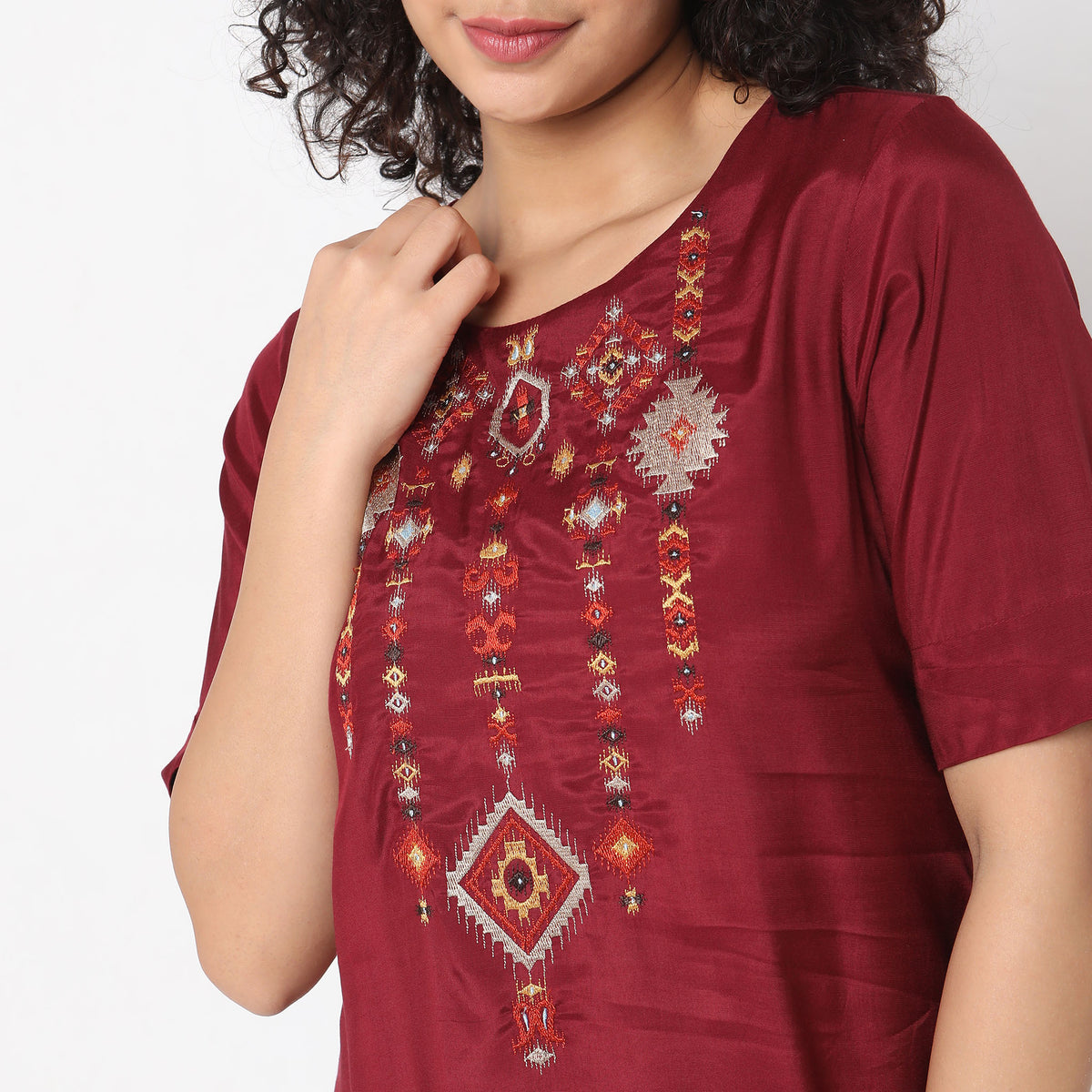 Flare Fit Embroidered Kurta