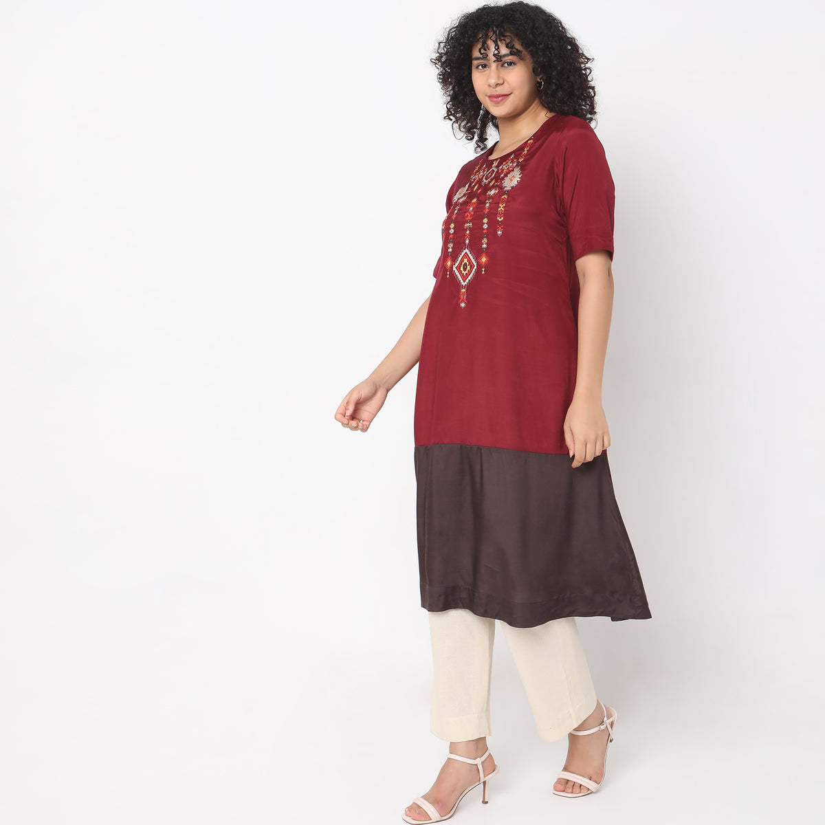 Flare Fit Embroidered Kurta