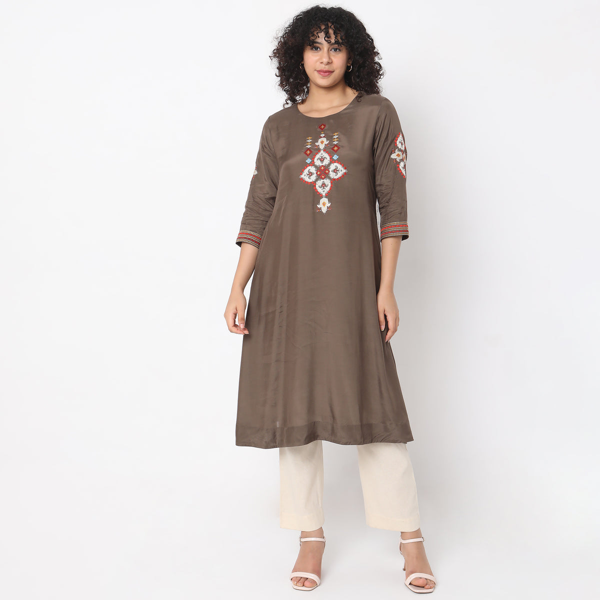 Flare Fit Embroidered Kurta