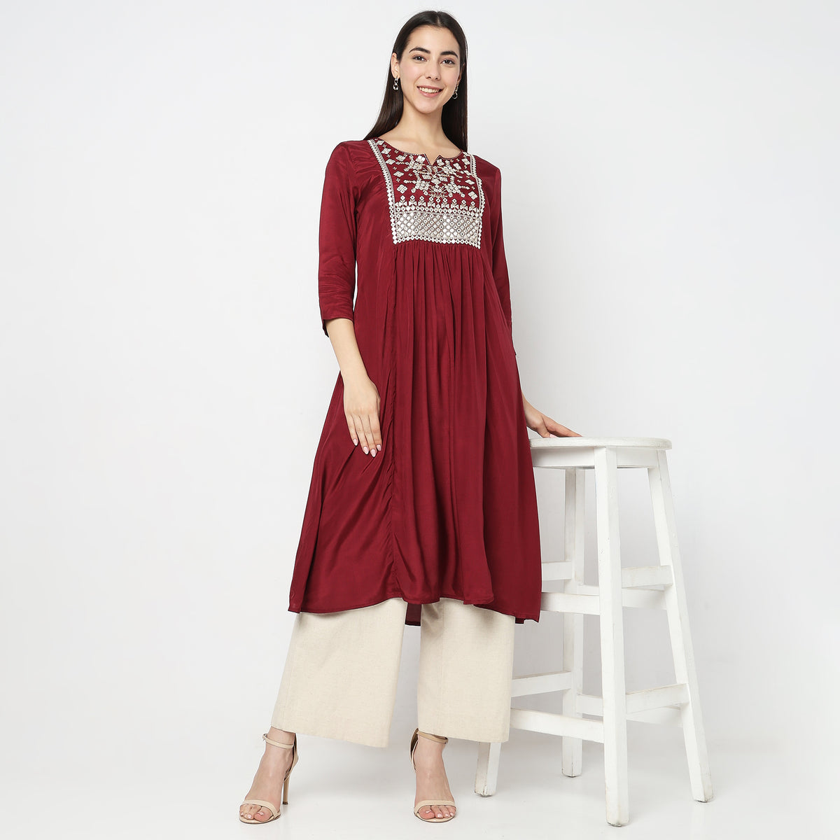 Flare Fit Embellished Kurta