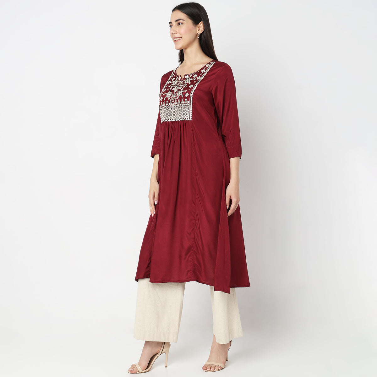 Flare Fit Embellished Kurta