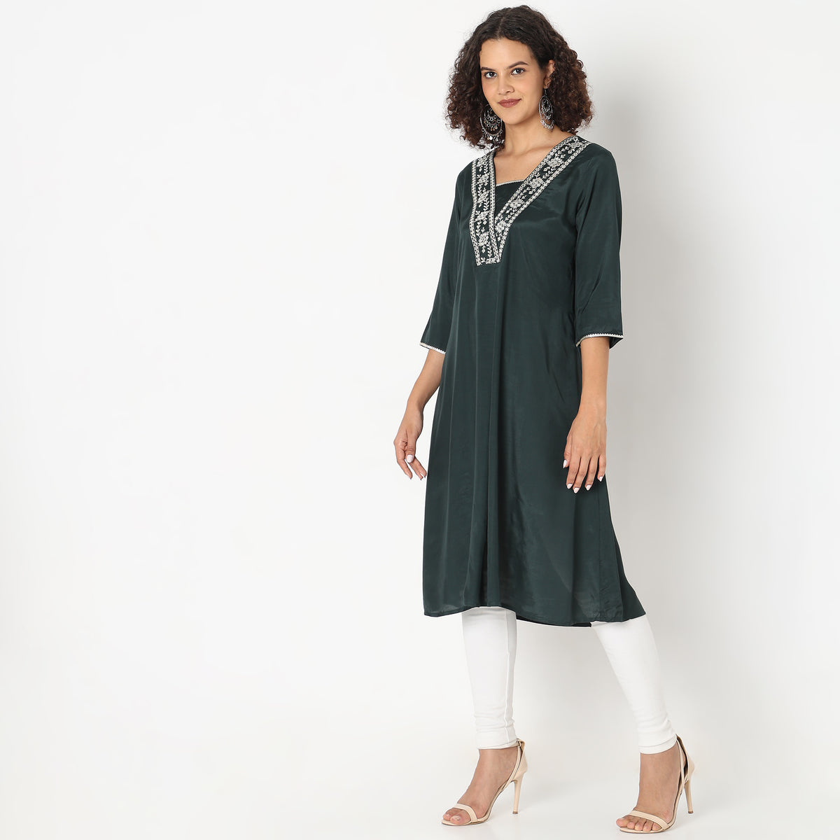 Flare Fit Embroidered Kurta