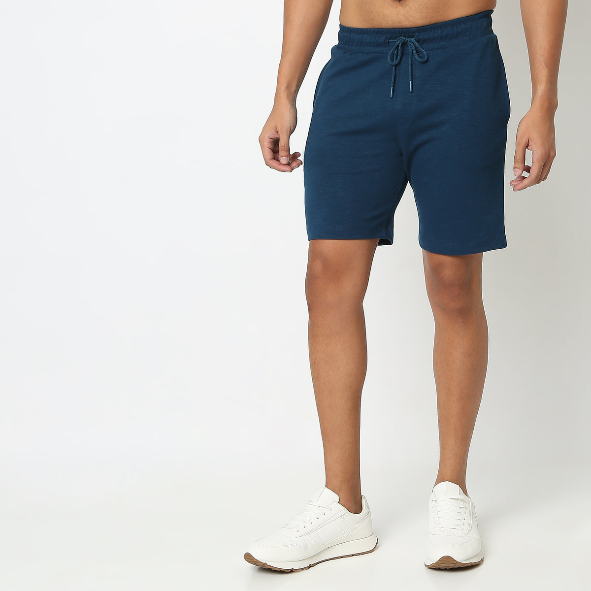 Regular Fit Solid Mid Rise Shorts