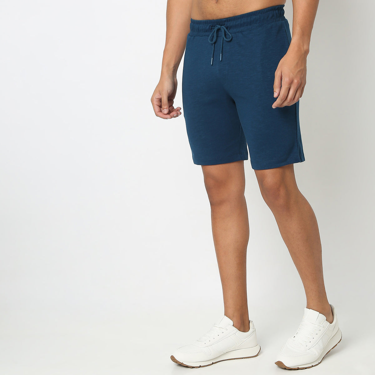 Regular Fit Solid Mid Rise Shorts