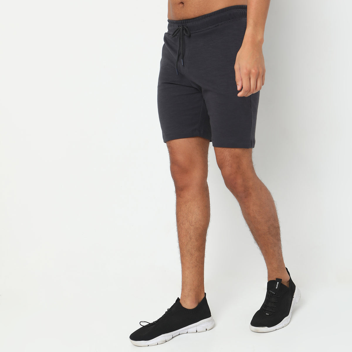 Regular Fit Solid Mid Rise Shorts