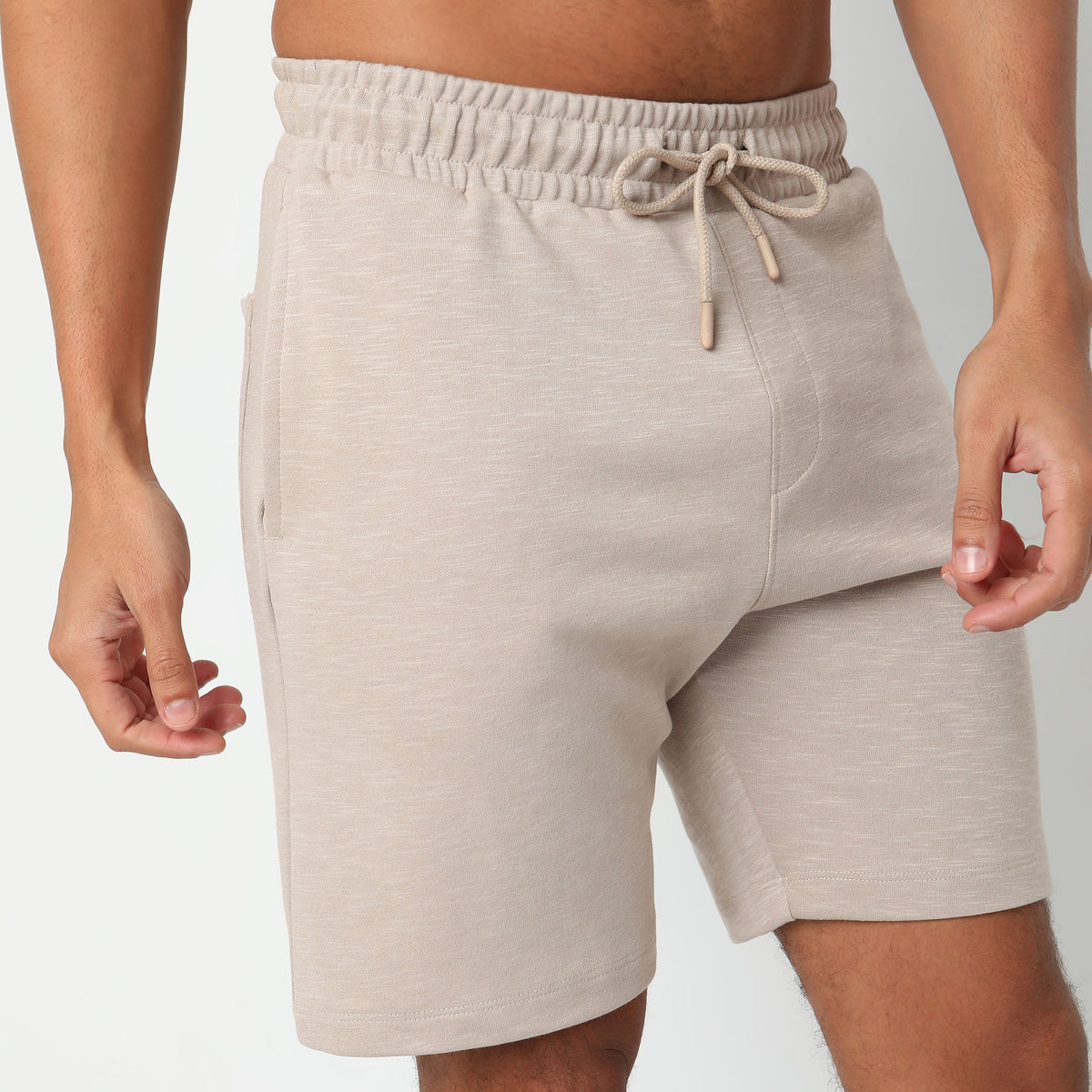 Regular Fit Solid Mid Rise Shorts