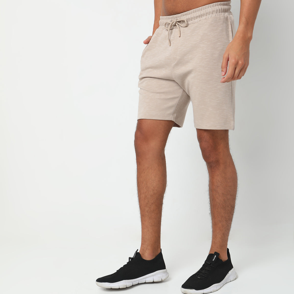 Regular Fit Solid Mid Rise Shorts