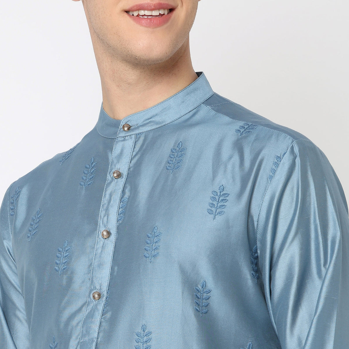 Men Wearing Regular Fit Embroidered Kurta