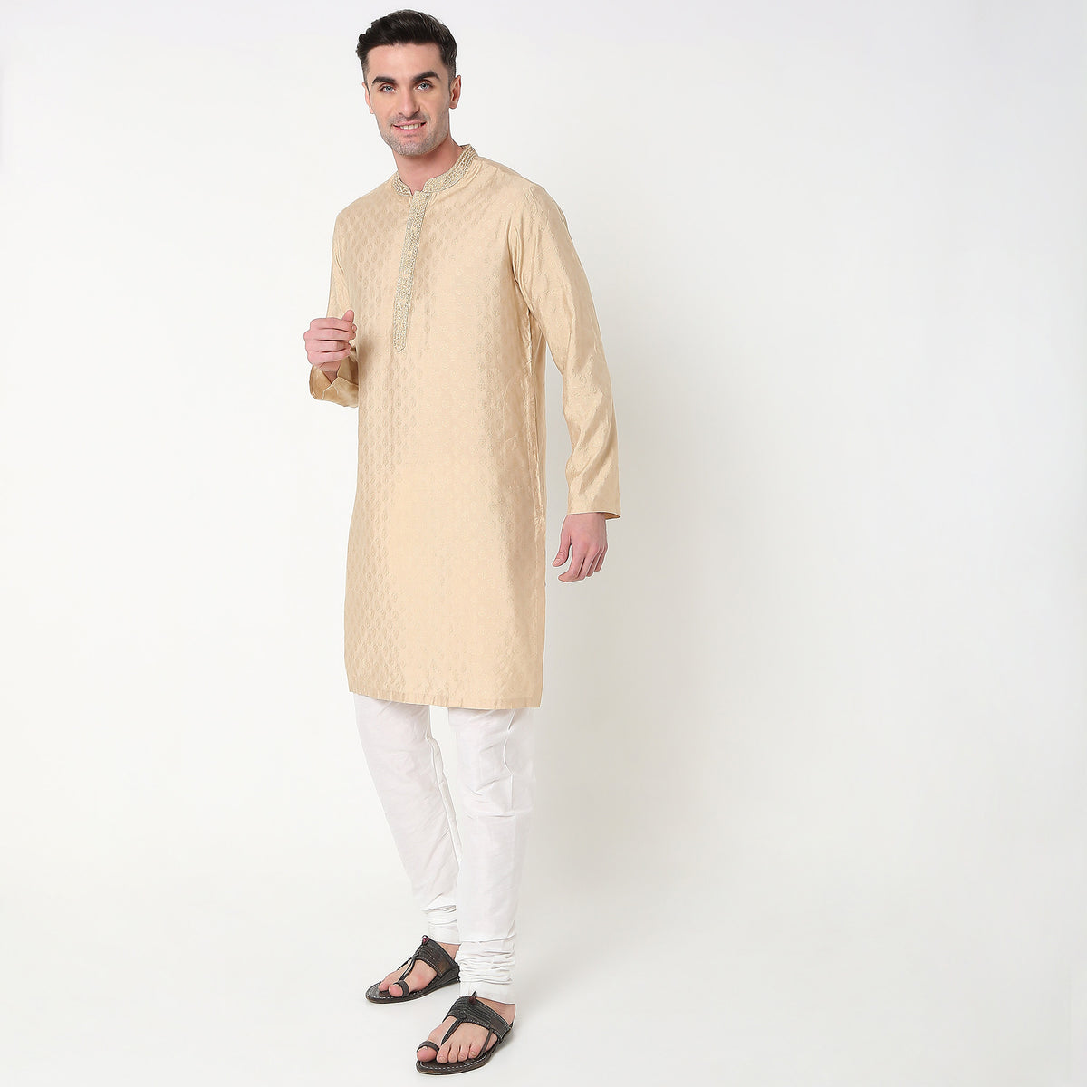 Regular Fit Jacquard Kurta