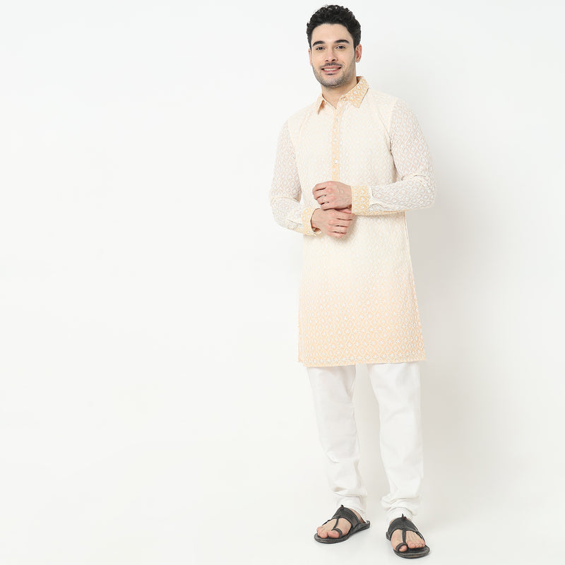 Regular Fit Embroidered Kurta